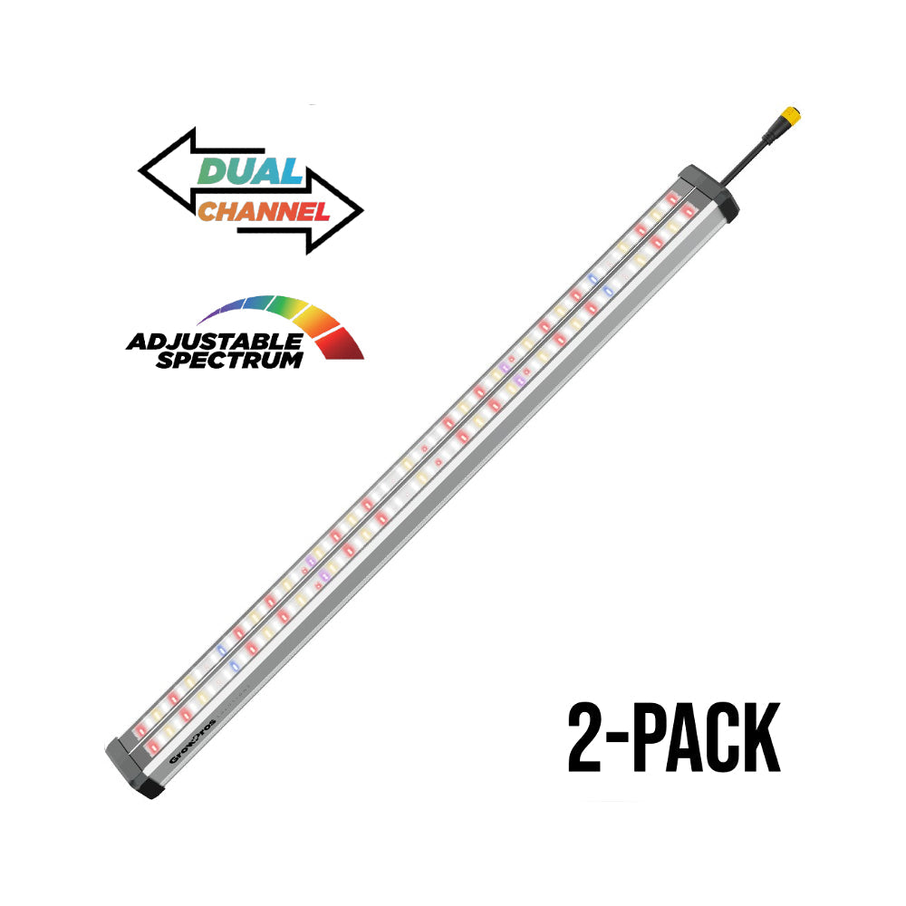 GrowPros 4ft 150W Under-Canopy LED Grow Light, 2-Pack - Dual-Channel Full Spectrum with UV/IR, Model 3