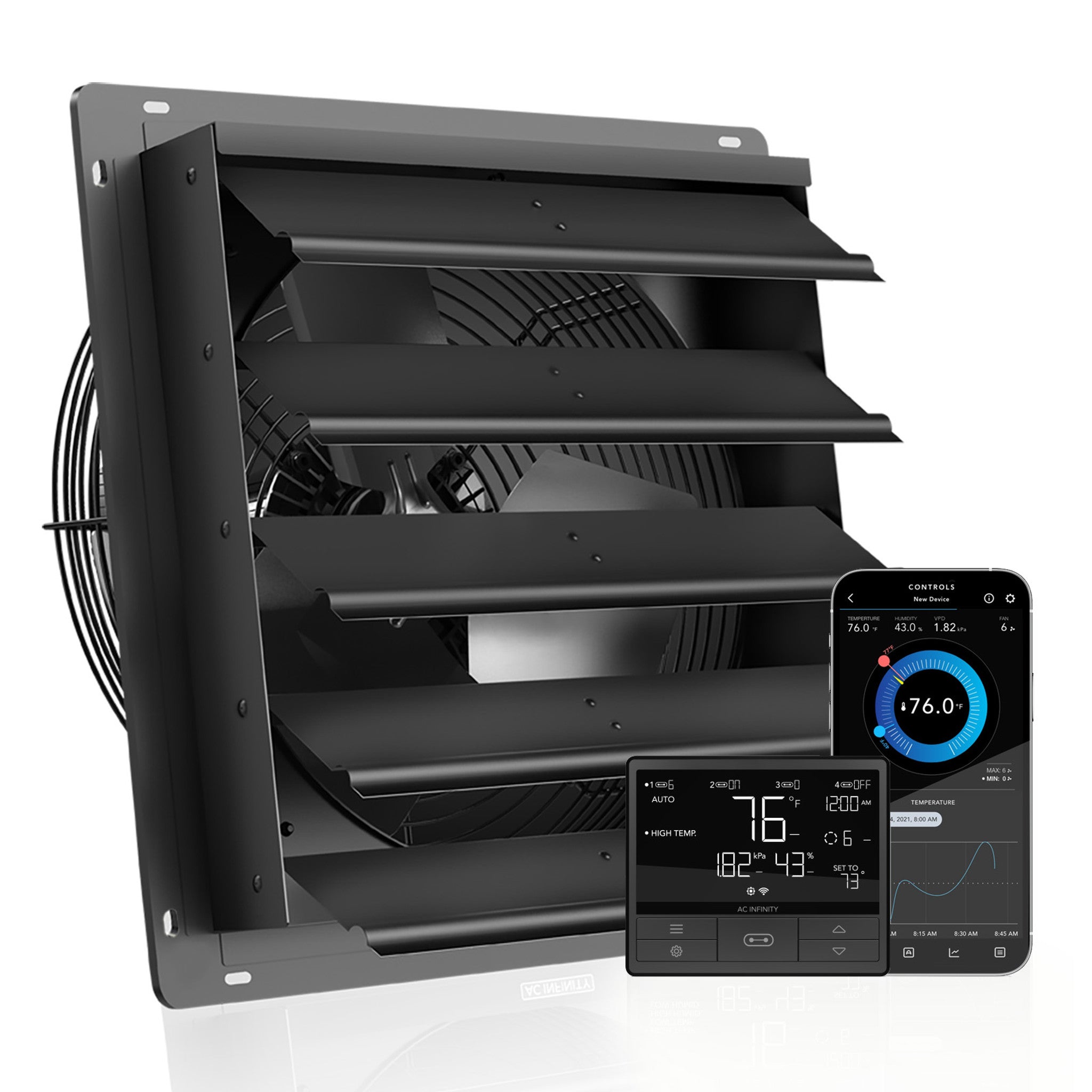 AC Infinity AIRLIFT T20 Shutter Exhaust Fan, 20 Inch with Temperature and Humidity Controller