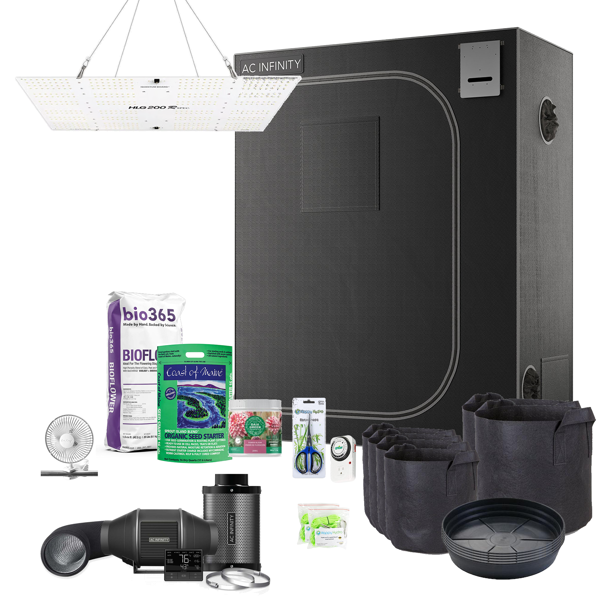 Beginner Grow Tent Kit HLG 200 Rspec LED 2' x 3'