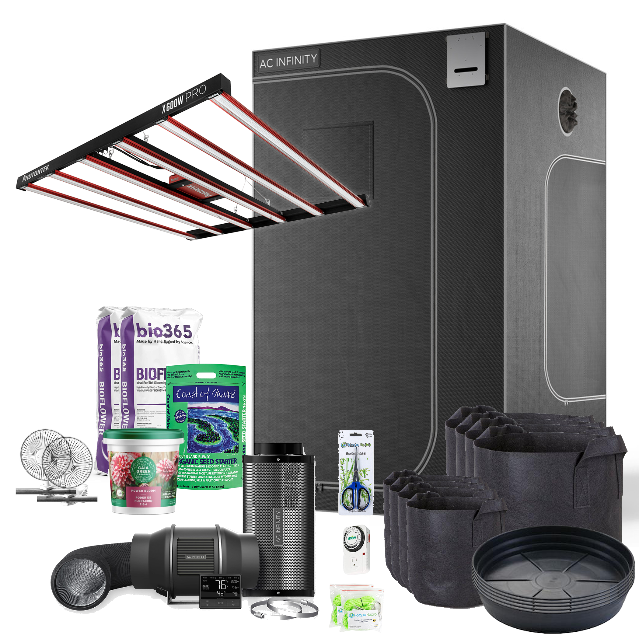 4x4 grow tent light Beginner Grow Tent Kit Photontek X 600W PRO LED Grow Light 4' x 4'