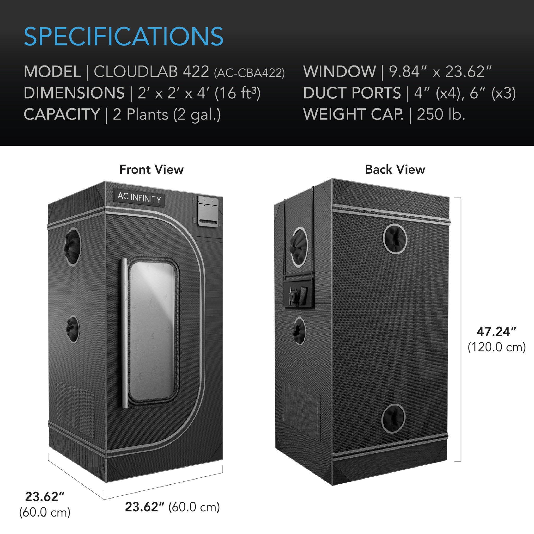 AC Infinity Grow Tent CLOUDLAB 422, 24