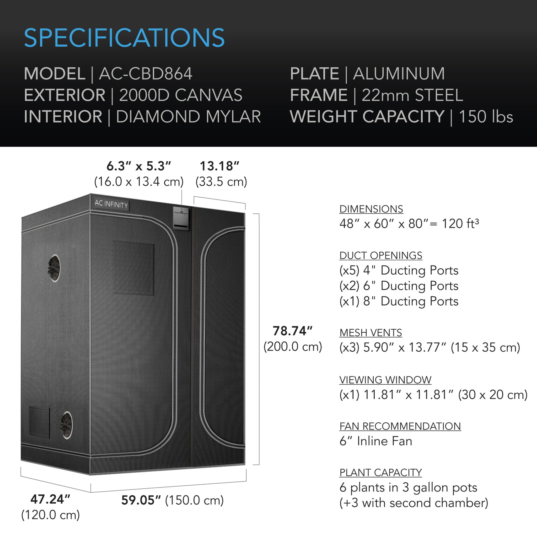 AC Infinity Cloudlab 864D 5x4 Multi-Chamber Grow Tent