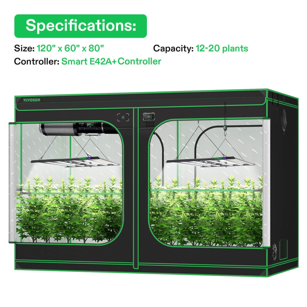 grow tent 120 x 60 Smart Kit Pro 5x10, 12-Plant Complete System, with WiFi E42A Multi Fit | LEKI earn-it and humidity for plants Colour:Black And gold