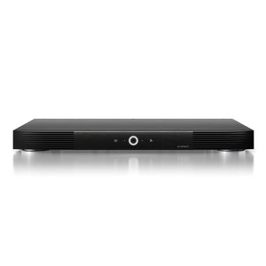 AC Infinity AIRCOM S8: A sleek, black horizontal AV cooling fan system with a central thermal control display.