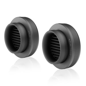 Two matte black, 6-inch AC Infinity round vent attachments for grow tents to block light and dust.