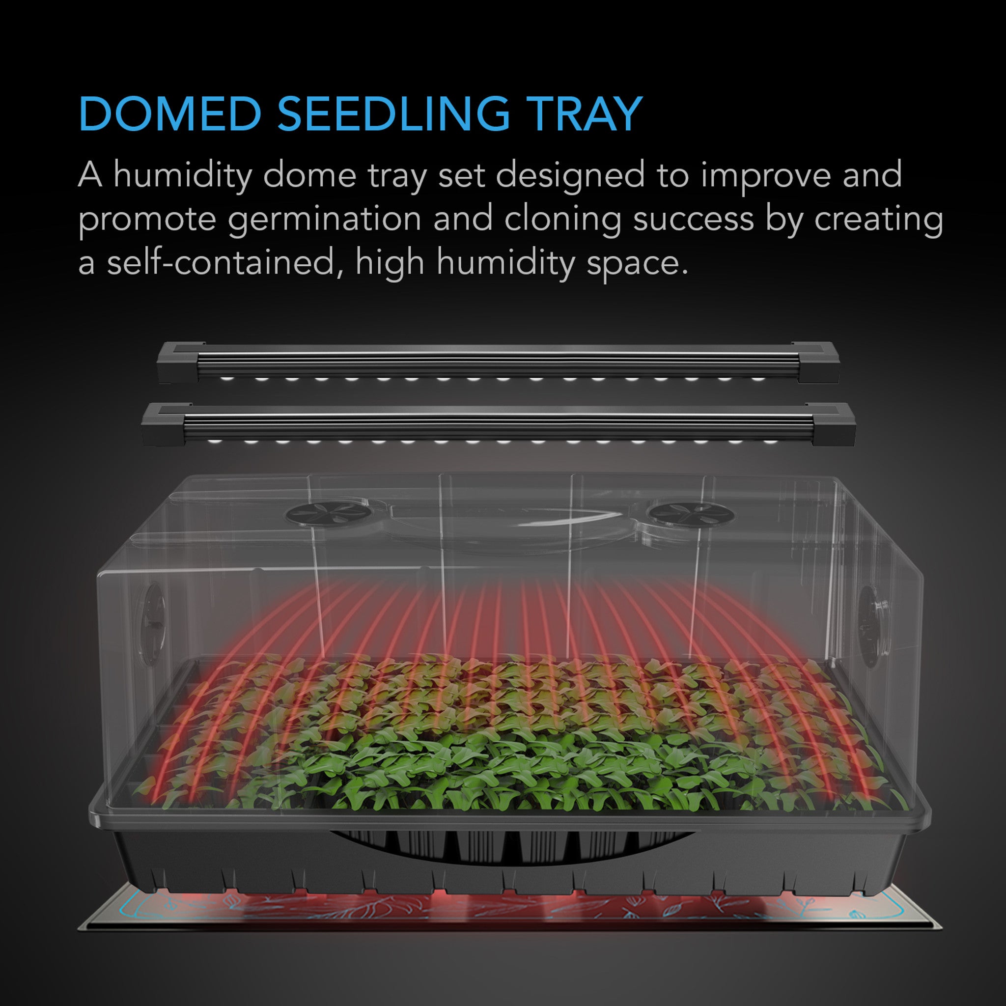 AC Infinity Propagation Kit w/ Heat Mat and LED Grow Light Bars, 6x12