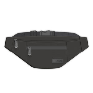 Black AC Infinity smell-proof belt bag made of 900D nylon with zippered pockets and an adjustable buckle strap.