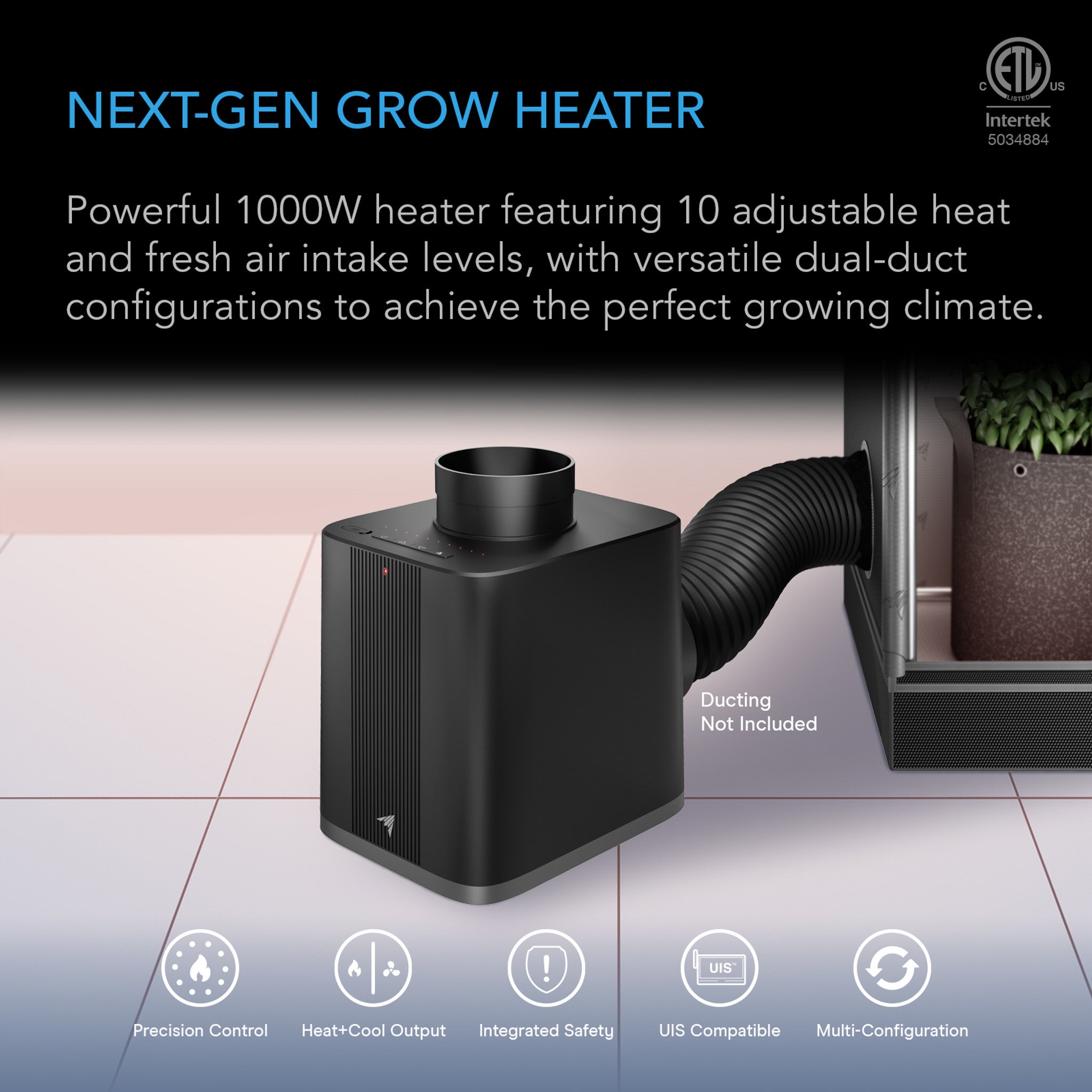 AC Infinity THERMOFORGE S7 Plant Heater, 1000W with 10-Level Heat & Ai