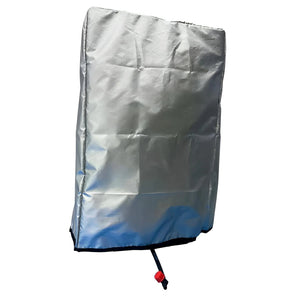 Silver, rectangular reflective cover for an AutoPot hard tank reservoir to regulate water temperature and prevent algae.