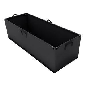 Black, rectangular AutoPot Tray2Grow fabric raised bed planter with support frame for hydroponic gardening.