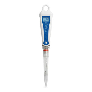 Bluelab Soil pH Pen with white handle, blue control panel, and clear sensor tip for testing soil pH levels.