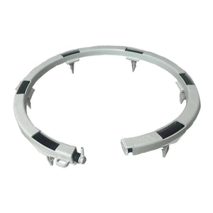 A gray, 10-inch circular plastic drip irrigation ring with internal black tubing for even plant watering.