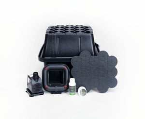 EZ Clone 16-site hydroponic cloning system with black reservoir, pump, rooting foam inserts, and cloning solutions.