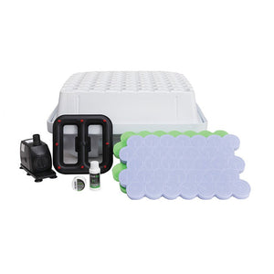 EZ Clone 64-site hydroponic cloning system with white reservoir, black pump, and purple foam plant collars.