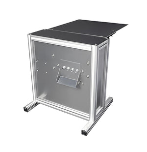 Silver EZTRIM Bud Bucker Mini debudding machine with an aluminum frame and black top on a white background.