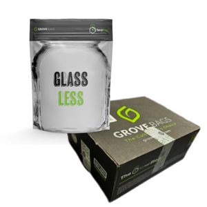 1/2 oz Grove Bags with a 5-track zipper and a bulk shipping box. Durable, resealable pouches for herb preservation.