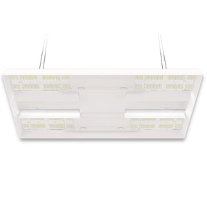 White HLG 750 FS rectangular LED grow light with multiple QB400 boards for high-efficiency indoor plant cultivation.