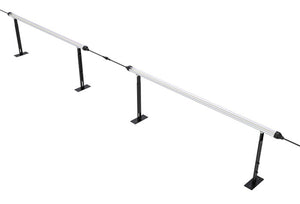 Two silver Mammoth Lighting LED grow light bars on adjustable black stands for cloning and inter-canopy plant lighting.