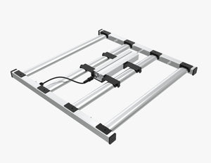 Mammoth Lighting 8-bar LED grow light with a silver aluminum frame and black brackets for indoor hydroponic gardening.