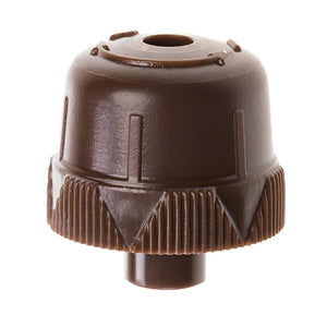 Brown plastic replacement cap for a Blumat Tropf irrigation sensor, featuring a ribbed base and top center opening.
