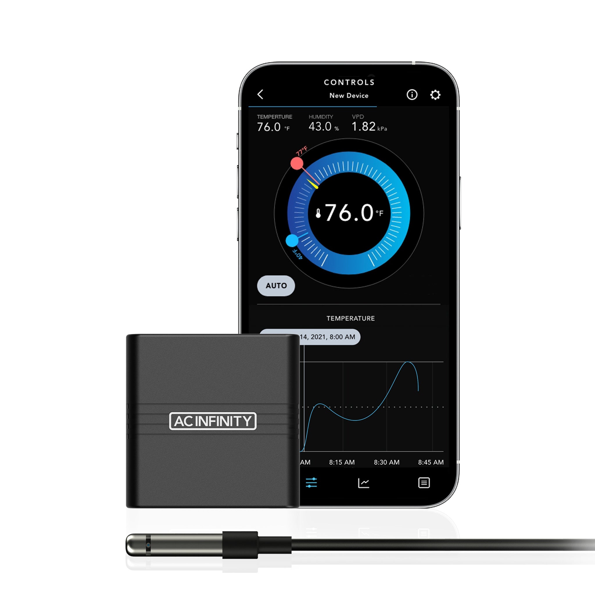 AC Infinity CloudCom Mini A1 Hygrometer, 12ft Sensor Probe