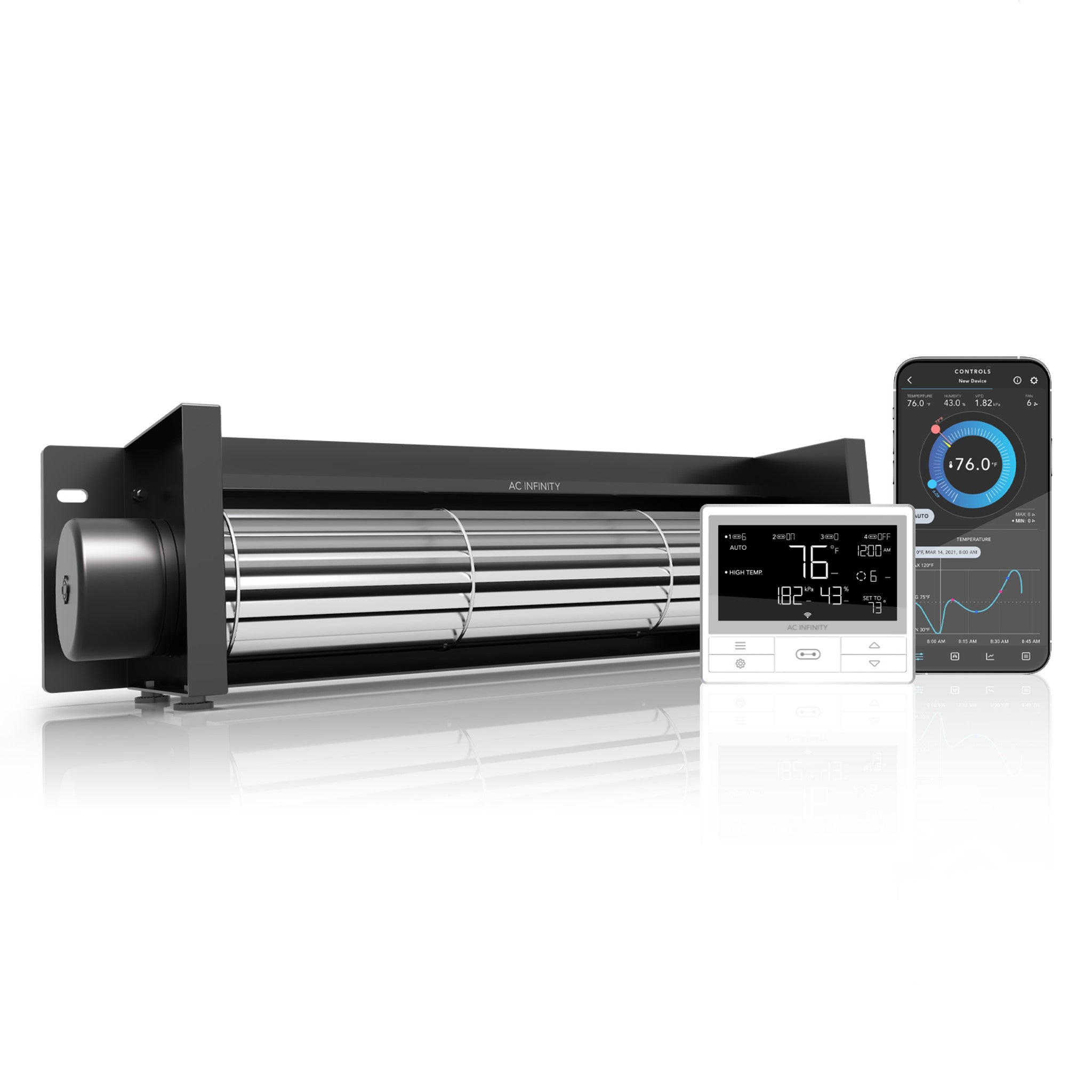 AC Infinity AIRBLAZE T14 Fireplace Blower, 14 Inch with Temperature Controller