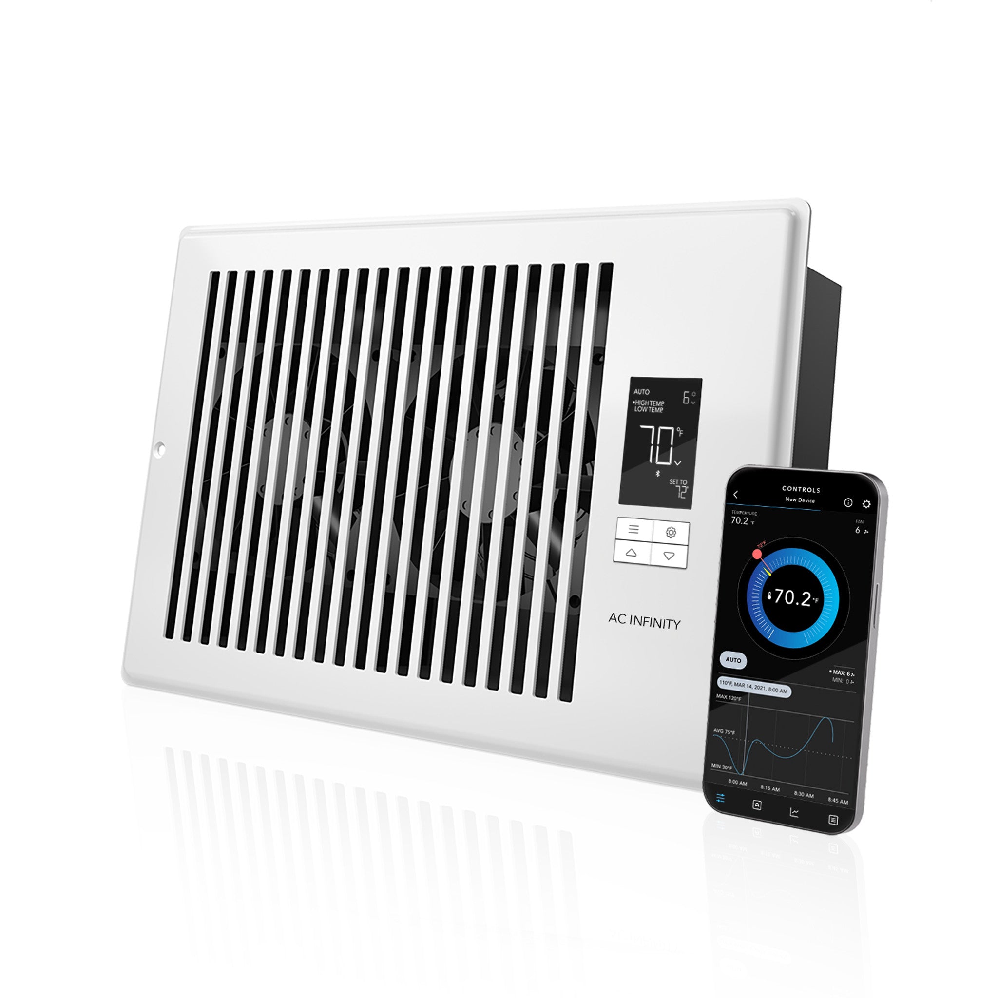 AIRTAP T6 smart register booster fan white 6 x 10 inch