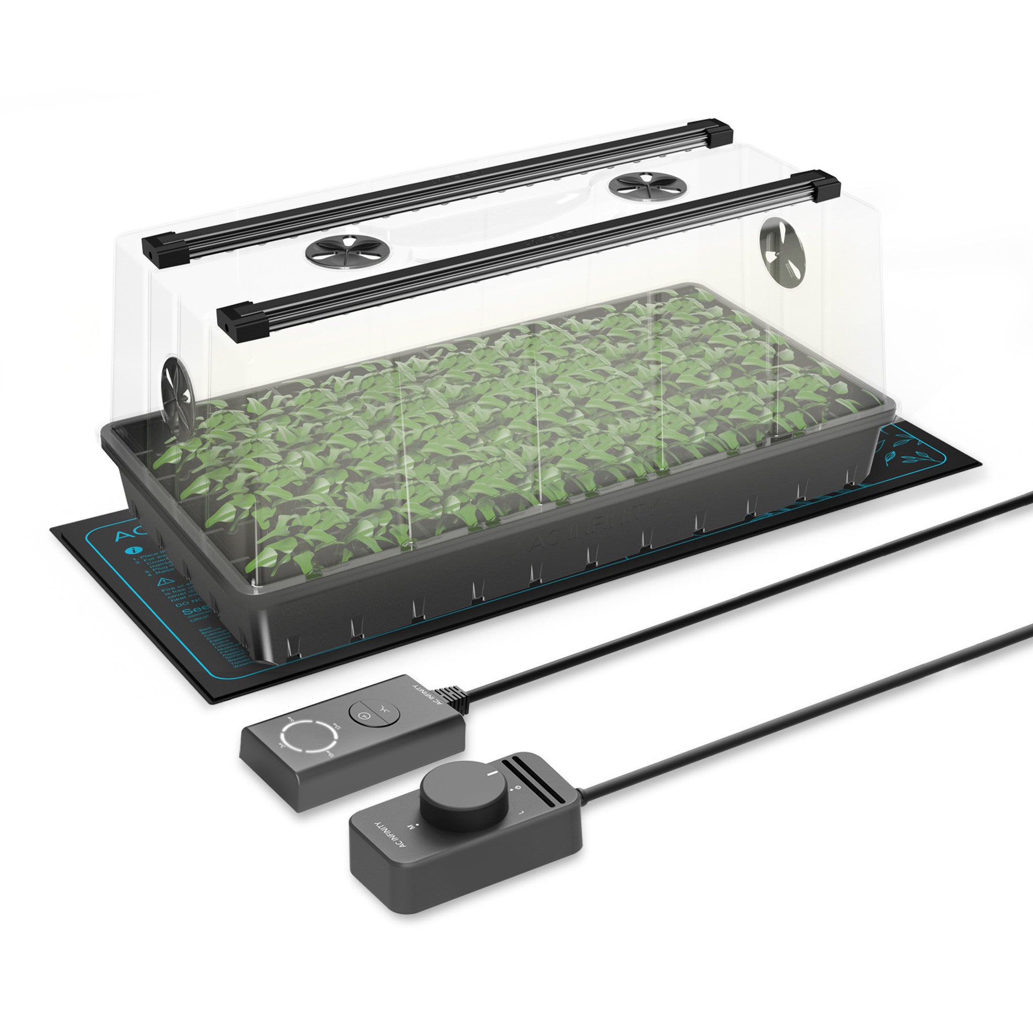 AC Infinity Propagation Kit w/ Heat Mat and LED Grow Light Bars, 6x12 Cell Tray