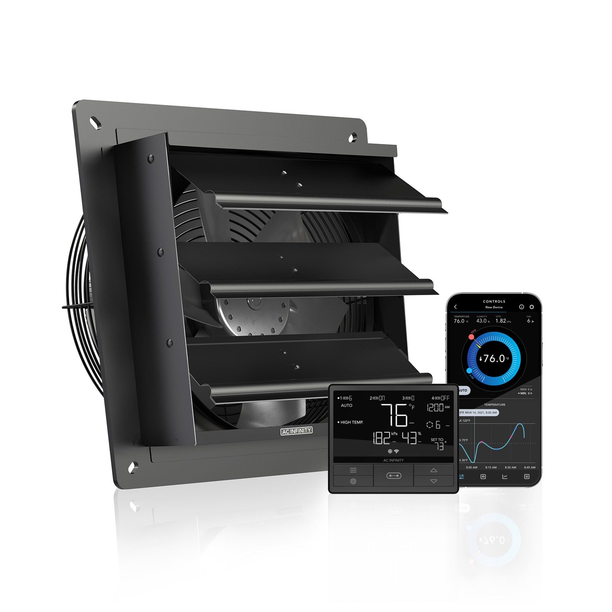 AC Infinity AIRLIFT T10 Shutter Exhaust Fan, 10 Inch with Temperature and Humidity Controller