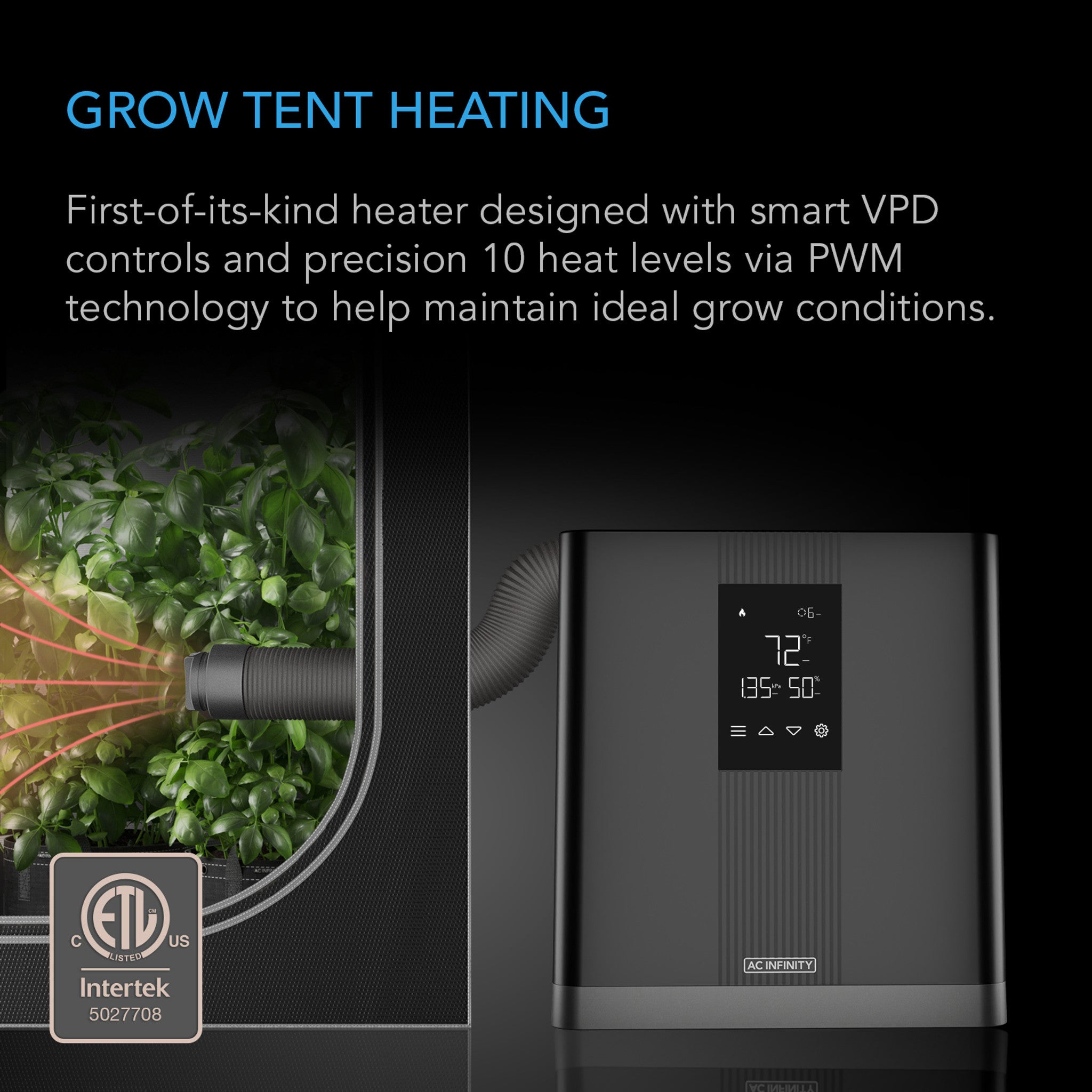 how to heat grow tent AC Infinity THERMOFORGE T3 Smart Grow Tent Heater