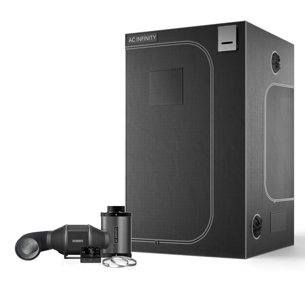 AC Infinity 4x4 grow tent with 6-inch inline fan, carbon filter, ducting, and controller