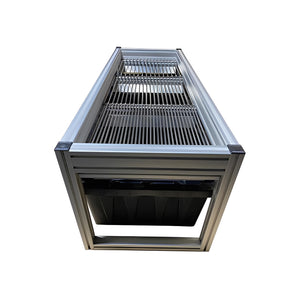 EZTRIM Bud Sorter Mini: A compact, rectangular silver aluminum frame with metal sorting grids and a black collection bin.