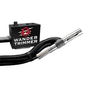 EZTRIM Wander handheld bud trimmer with a black motor box and silver metal trimming wand connected by a black hose.