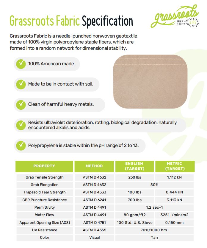 Grassroots Living Soil Fabric Beds - Emulate Nature with MoistureLock™ Technology