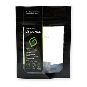 Grove Bags 1/8 ounce windowed TerpLoc curing pouch, new design, included in the windowed assortment