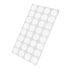 A rectangular sheet of white, round hook-and-loop fastener dots arranged in rows.