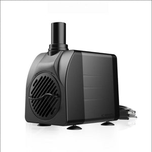 Black matte AC Infinity submersible water pump with suction cup feet, top outlet nozzle, and front intake grille.