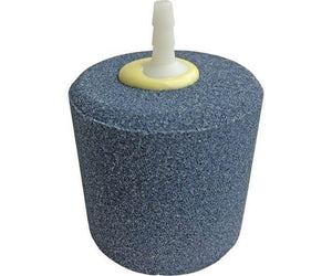 Blue cylindrical air stone with a white plastic airline connector nozzle on top.