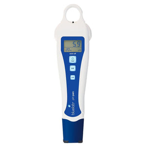 Bluelab white and blue digital pH pen with LCD screen displaying 5.9 pH and 20°C, shown against a white background.