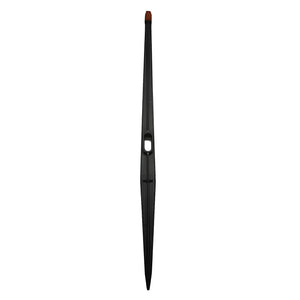 Vertical black plastic garden stake with a central hole and pointed tip on a plain white background.