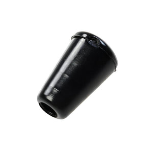 A tapered, smooth black plastic nozzle with a rounded tip and a hollow, circular opening at the base.