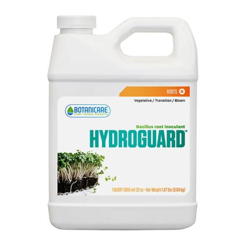 One-quart white jug of Hydroguard Bacillus root inoculant featuring a green plant and root illustration.