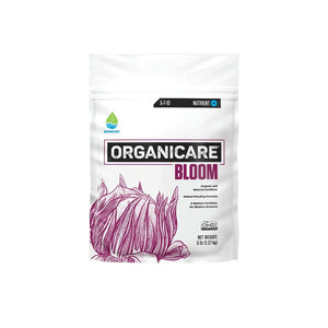Botanicare Organicare Bloom 5lb white pouch with a purple flower illustration and OMRI listed seal.