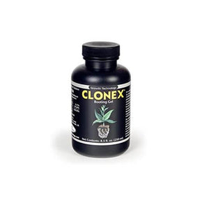 8.5 fl. oz. black bottle of rooting gel with a black screw cap, featuring a plant illustration on the label.