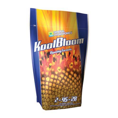 General Hydroponics blue and orange standing pouch with 2-45-28 fertilizer ratio and ripening formula branding.