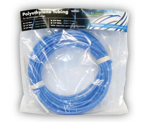 Coiled blue polyethylene tubing for HydroLogic systems in a clear plastic retail display bag.