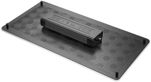 Black metal heat sink mounting plate for AC Infinity LED grow light driver, shown at an angle on a white background.