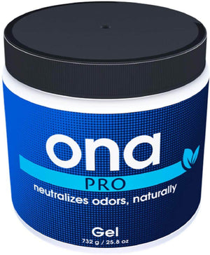 ONA Pro odor-neutralizing gel in a 732g white jar with a black lid and blue label.
