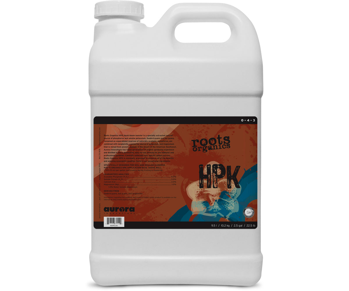 organic liquid bloom fertilizer Roots Organics HPK 2.5 Gallon