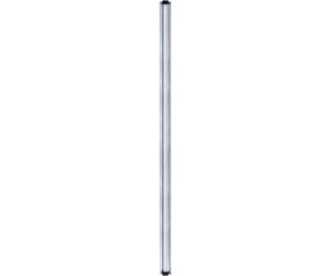 A vertical, linear LED grow light bar with a slim silver aluminum casing and black end caps on a white background.